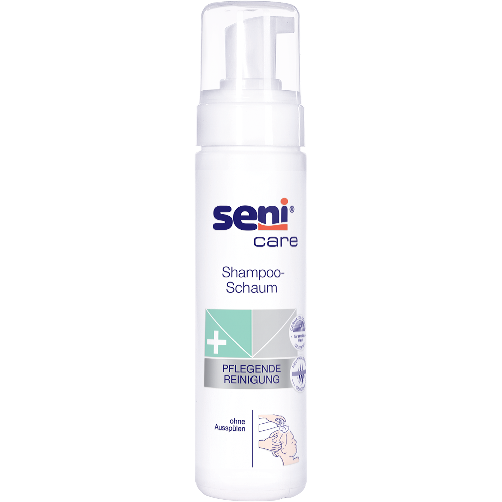 Bild der Verpackung des Seni Care Shampoo Schaums